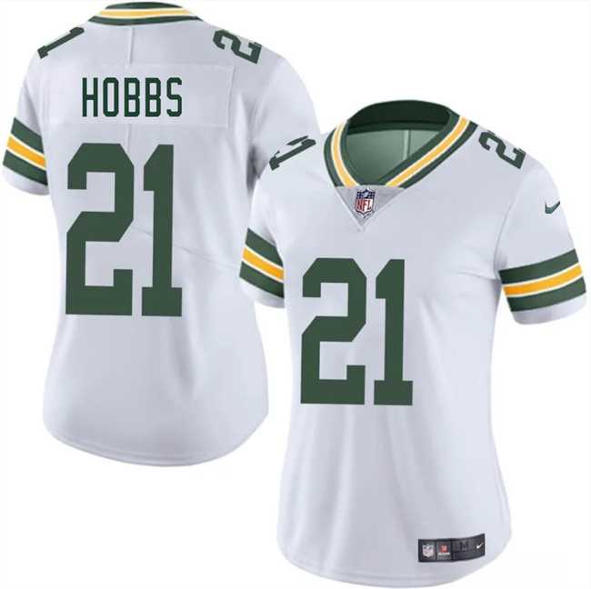 Womens Green Bay Packers #21 Nate Hobbs White 2025 Vapor Untouchable Limited Stitched Jersey Dzhi